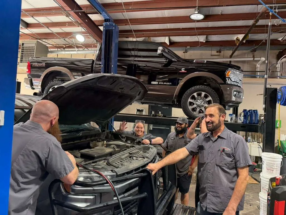 A technician training session under way in an Integrity 1st service bay